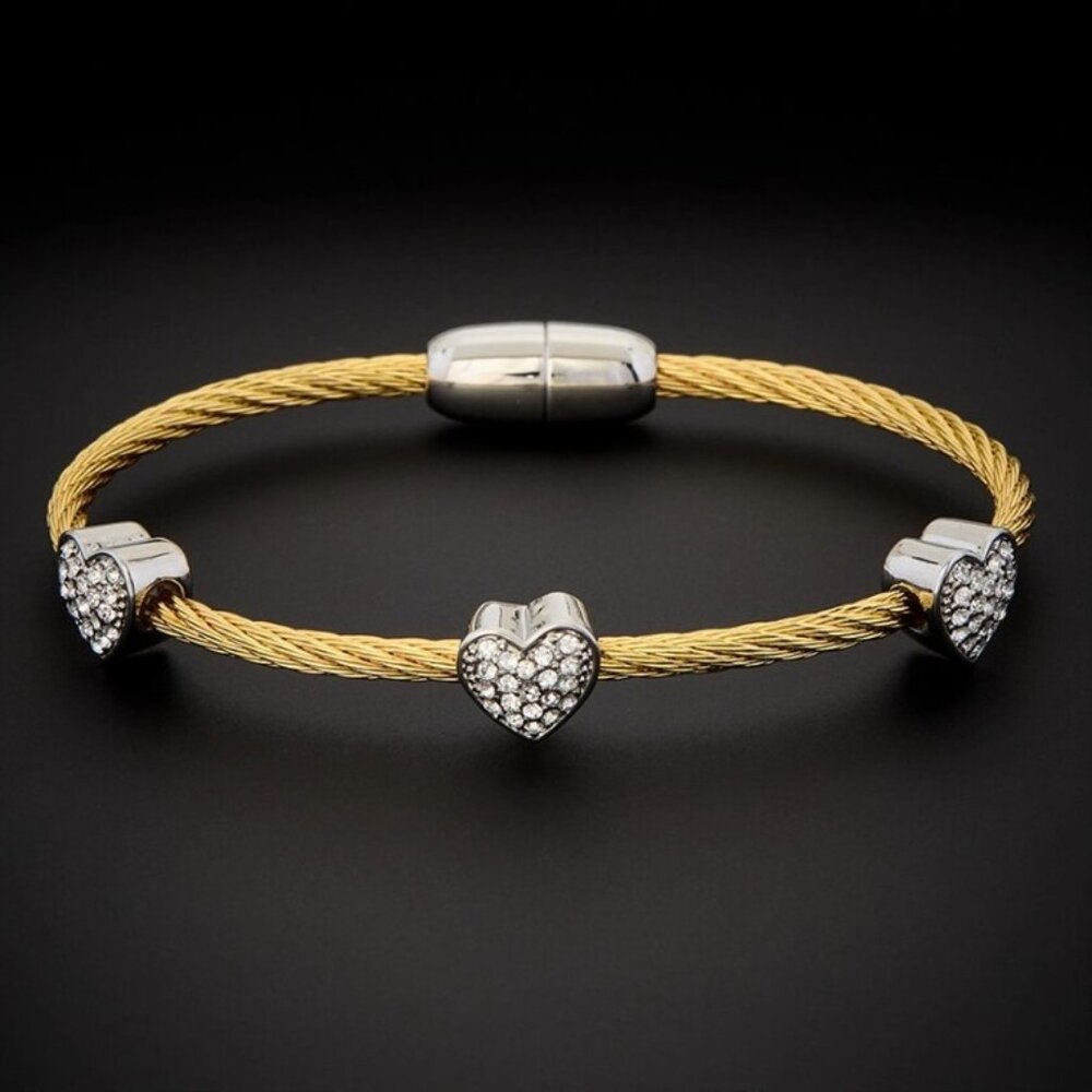 Juvell 18K Plated CZ Twisted Mesh Bangle Bracelet